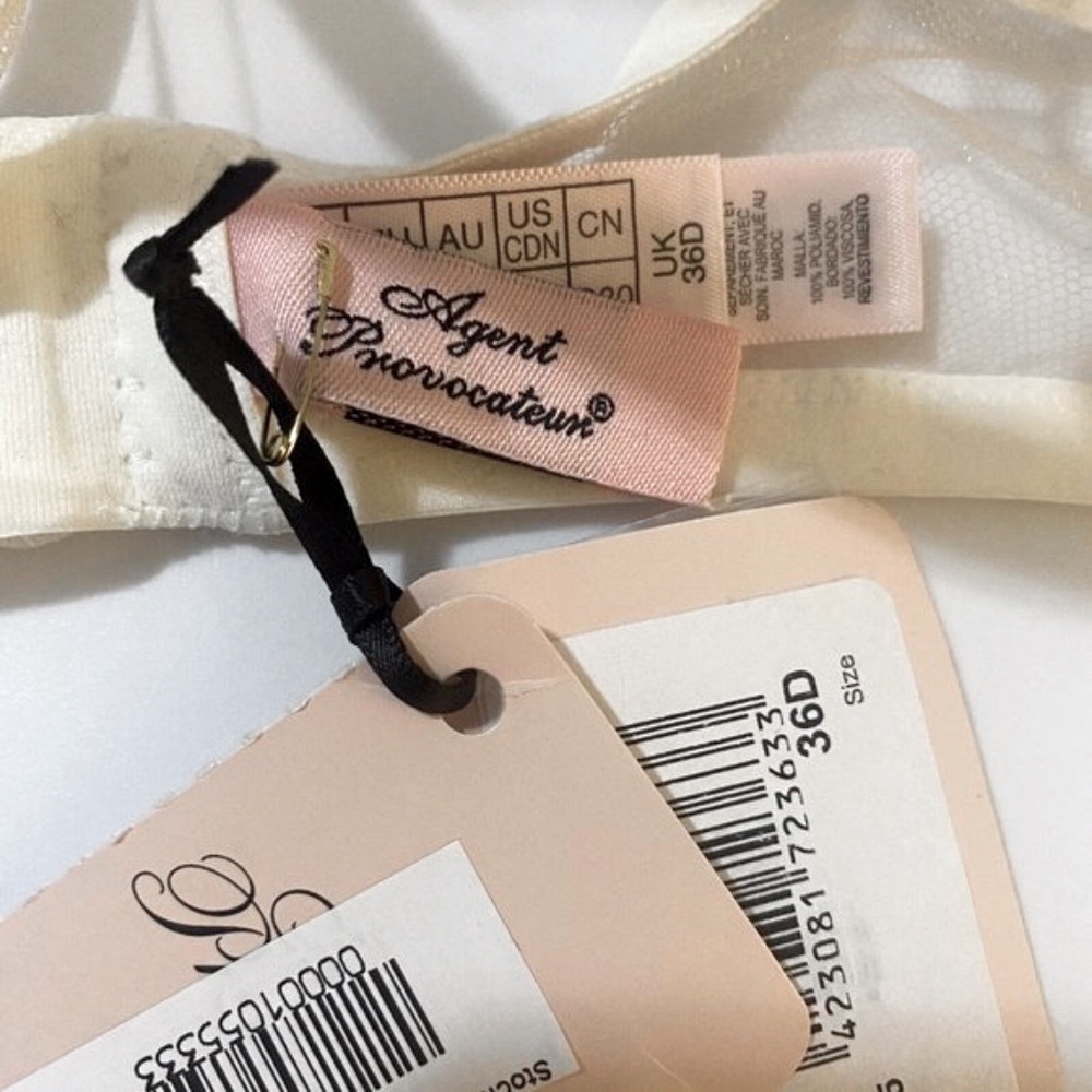 New Agent Provocateur Lindie Bridal Ivory Nude Bra 36D Medium - Picture 7 of 9